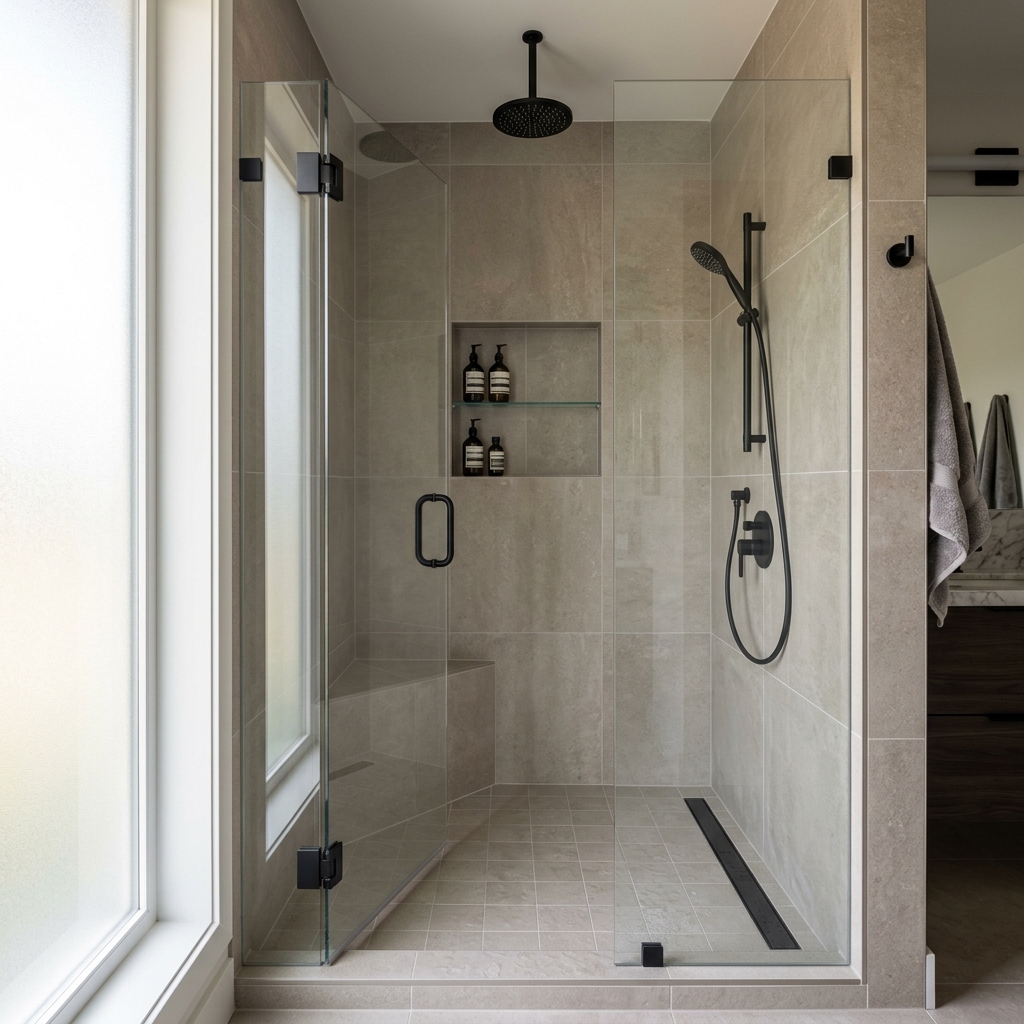 Finished Walk-In Shower Detail - Tub-to-Shower Conversion by Discount Bath LLC Denver